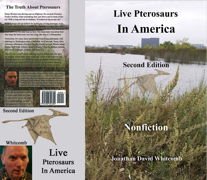 Kuhn-2-cover-compilation-02-001 front and back covers for the second edition of the nonfiction book "Live Pterosaurs in America"