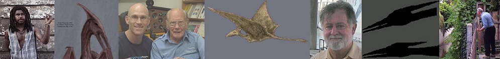sketches of pterodactyls with photos of eyewitnesses and explorers